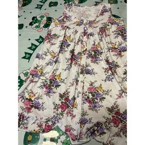 Milaca Vintage Floral Nightgown Women Sleeveless Button Front Duster Made in USA